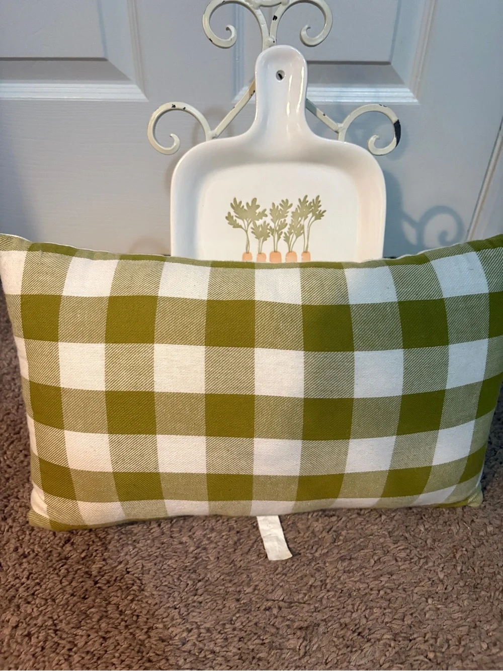 Decorative Carrot pillow w/ matching Carrot plate